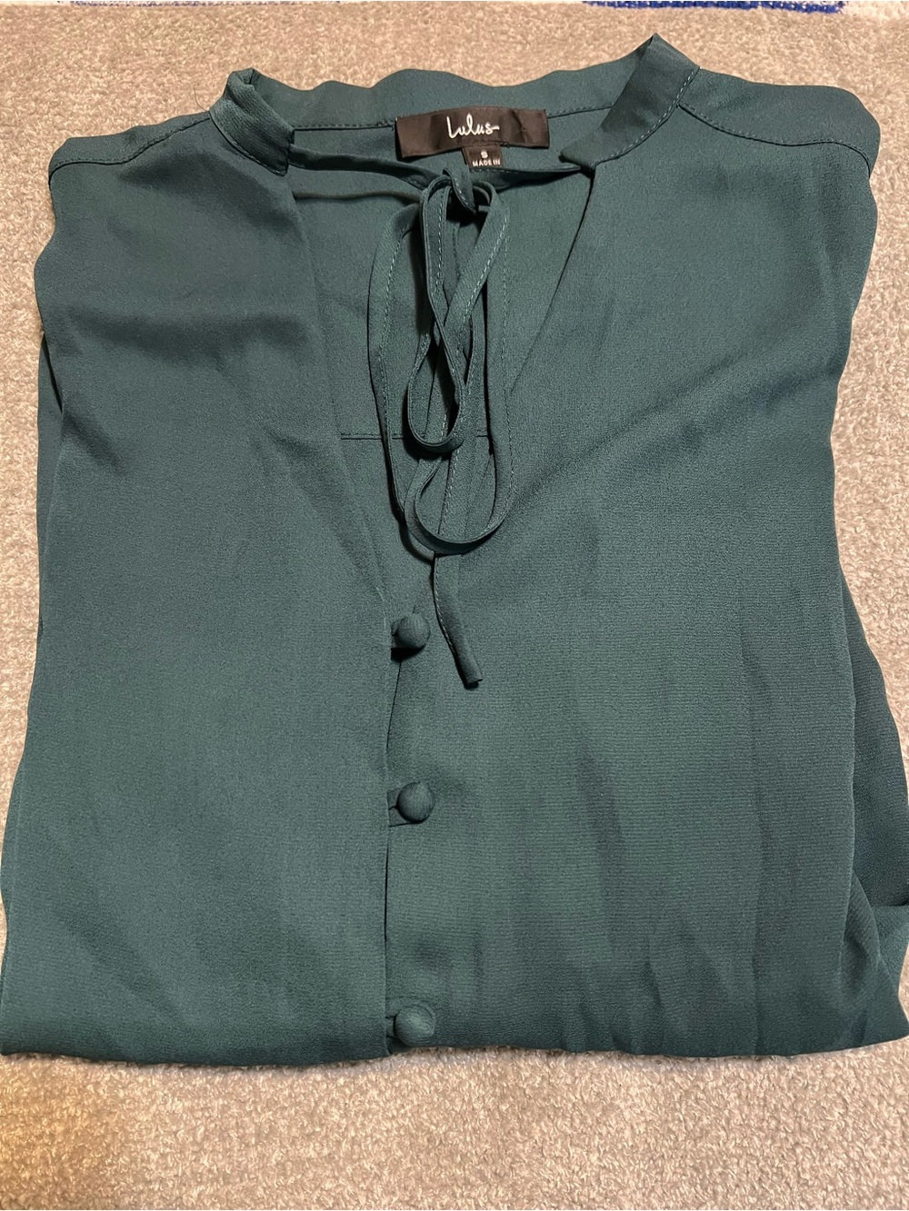 Lulu's Teal Tie-Neck Blouse